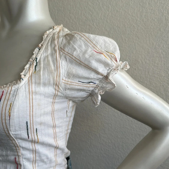 Free People Small New Seratonin Corset Top Cotton Peasant Cop Puff Sleev… - Picture 5 of 7